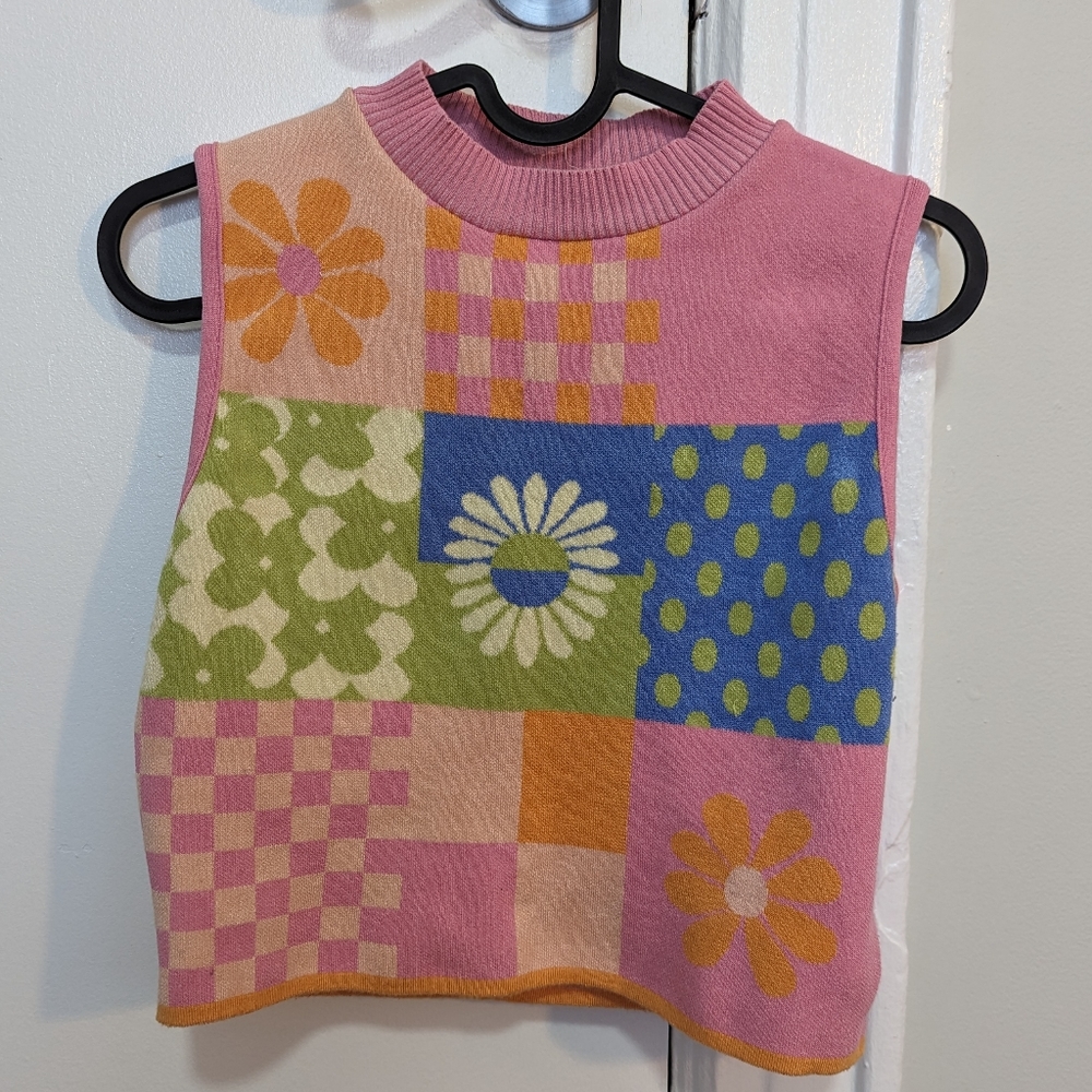 🪻Patchwork Knit Crop Top